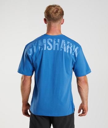 Gymshark Power Muške T Shirts Plave | HR 2543PJJ